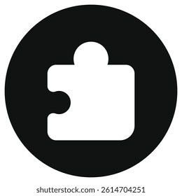 Editable vector puzzle piece plugin icon. Black, line style, transparent white background. Part of a big icon set family. Perfect for web and app interfaces, presentations, infographics, etc