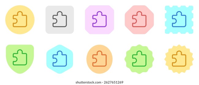 Editable vector puzzle piece plugin icon. Black, line style, transparent white background. Part of a big icon set family. Perfect for web and app interfaces, presentations, infographics, etc