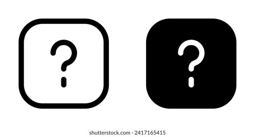 Editable vector question mark info square icon. Black, line style, transparent white background. Part of a big icon set family. Perfect for web and app interfaces, presentations, infographics, etc