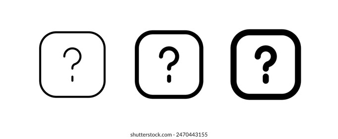 Editable vector question mark info square icon. Black, line style, transparent white background. Part of a big icon set family. Perfect for web and app interfaces, presentations, infographics, etc