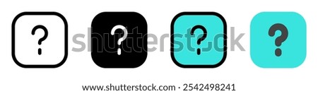 Editable vector question mark info square icon. Black, line style, transparent white background. Part of a big icon set family. Perfect for web and app interfaces, presentations, infographics, etc