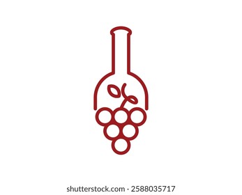 editable vector red wine store symbol design illustration isolated on transparent background