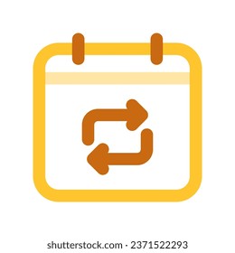 Editable vector repeat calendar event icon. Black, line style, transparent white background. Part of a big icon set family. Perfect for web and app interfaces, presentations, infographics, etc