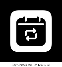 Editable vector repeat calendar event icon. Black, line style, transparent white background. Part of a big icon set family. Perfect for web and app interfaces, presentations, infographics, etc