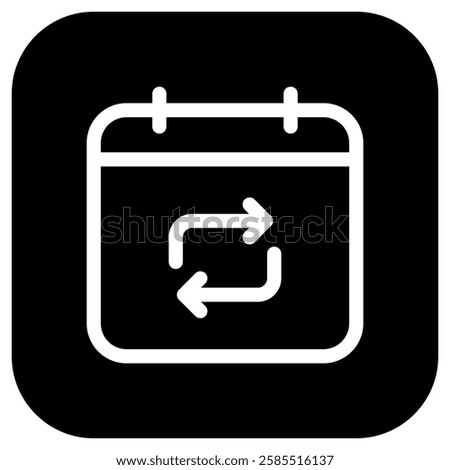 Editable vector repeat calendar event icon. Black, line style, transparent white background. Part of a big icon set family. Perfect for web and app interfaces, presentations, infographics, etc