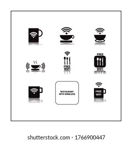 Editable vector. Restaurante con wireless icon. Flat icons. 
