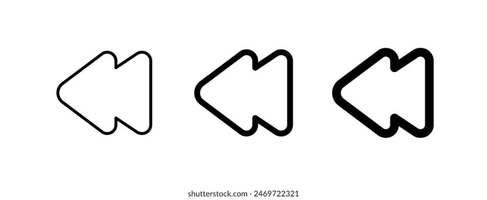 Editable vector rewind arrow icon. Black, transparent white background. Part of a big icon set family. Perfect for web and app interfaces, presentations, infographics, etc