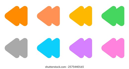 Editable vector rewind arrow icon. Black, transparent white background. Part of a big icon set family. Perfect for web and app interfaces, presentations, infographics, etc