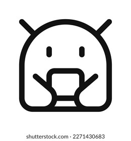 Editable vector robot icon. Black, line style, transparent white background. Part of a big icon set family. Perfect for web and app interfaces, presentations, infographics, etc