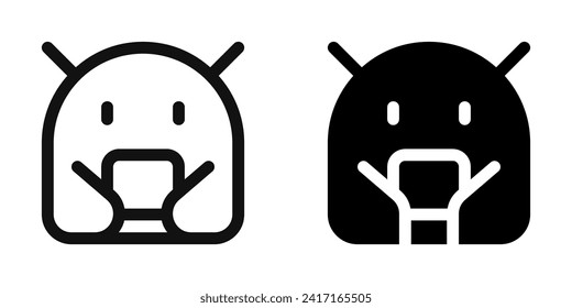 Editable vector robot icon. Black, line style, transparent white background. Part of a big icon set family. Perfect for web and app interfaces, presentations, infographics, etc