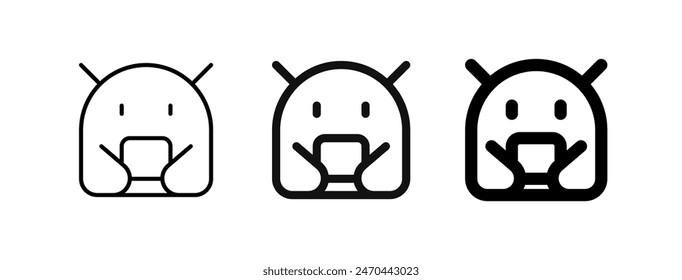 Editable vector robot icon. Black, line style, transparent white background. Part of a big icon set family. Perfect for web and app interfaces, presentations, infographics, etc