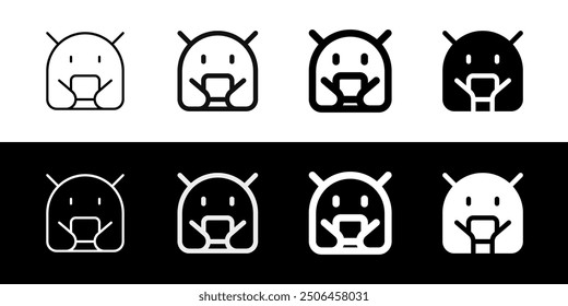 Editable vector robot icon. Black, line style, transparent white background. Part of a big icon set family. Perfect for web and app interfaces, presentations, infographics, etc