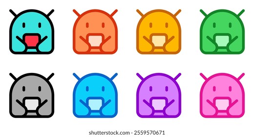 Editable vector robot icon. Black, line style, transparent white background. Part of a big icon set family. Perfect for web and app interfaces, presentations, infographics, etc