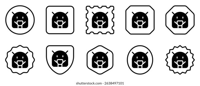 Editable vector robot icon. Black, line style, transparent white background. Part of a big icon set family. Perfect for web and app interfaces, presentations, infographics, etc