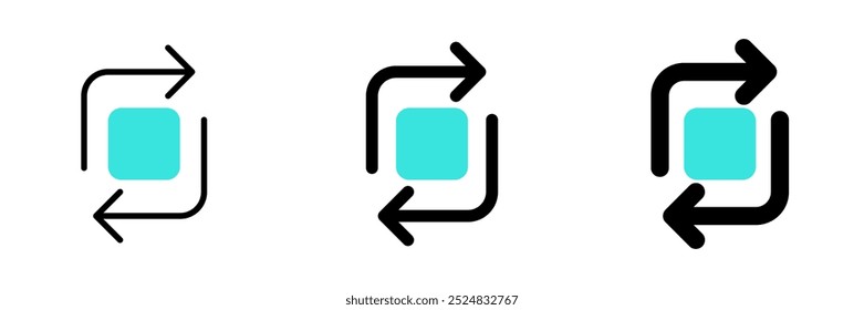 Editable vector rotation arrows icon. Black, line style, transparent white background. Part of a big icon set family. Perfect for web and app interfaces, presentations, infographics, etc