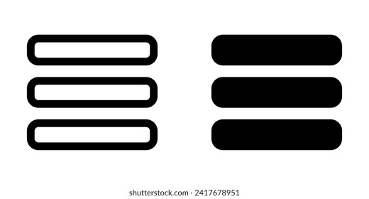Editable vector row, list, menu icon. Black, line style, transparent white background. Part of a big icon set family. Perfect for web and app interfaces, presentations, infographics, etc