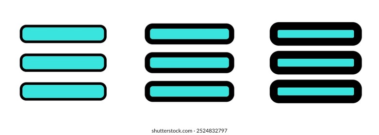 Editable vector row, list, menu icon. Black, line style, transparent white background. Part of a big icon set family. Perfect for web and app interfaces, presentations, infographics, etc