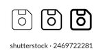 Editable vector save storage floppy disk icon. Black, line style, transparent white background. Part of a big icon set family. Perfect for web and app interfaces, presentations, infographics, etc