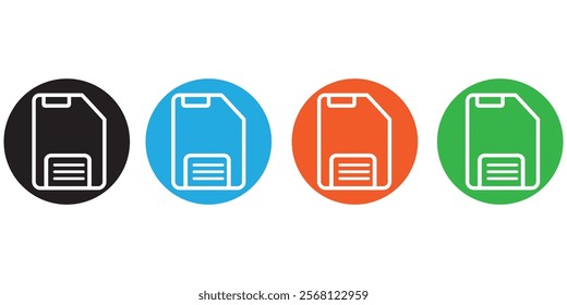 Editable vector save storage floppy disk icon. Black, line style, transparent white background. design eps 10 