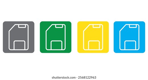 Editable vector save storage floppy disk icon. Black, line style, transparent white background. design eps 10 