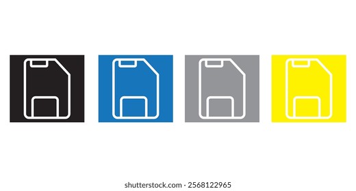 Editable vector save storage floppy disk icon. Black, line style, transparent white background. design eps 10 