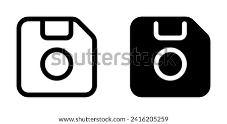 Editable vector save storage floppy disk icon. Black, line style, transparent white background. Part of a big icon set family. Perfect for web and app interfaces, presentations, infographics, etc