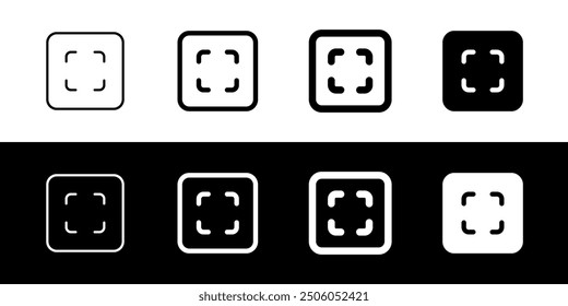 Editable vector scan select all icon. Black, line style, transparent white background. Part of a big icon set family. Perfect for web and app interfaces, presentations, infographics, etc