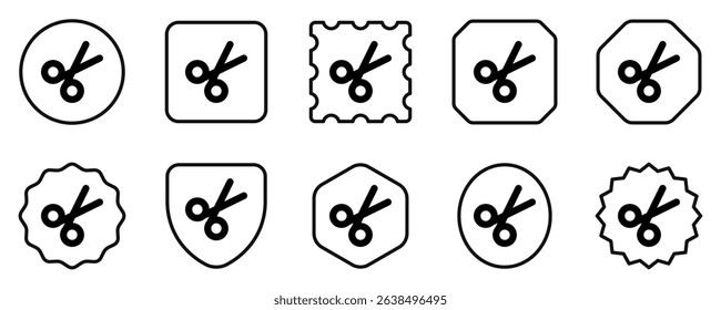 Editable vector scissors cut icon. Black, line style, transparent white background. Part of a big icon set family. Perfect for web and app interfaces, presentations, infographics, etc