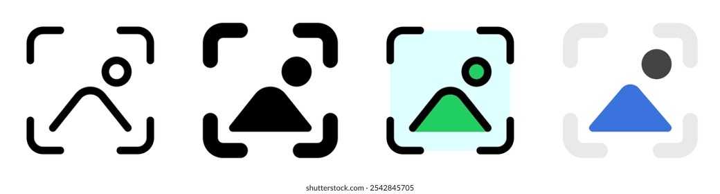 Captura de pantalla del Vector editable, icono de Imagen de escaneo. Negro, estilo de línea, fondo blanco transparente. Parte de una gran familia de iconos. Perfecto para interfaces de Web y App, presentaciones, infografías, etc