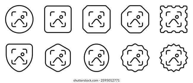 Editable vector screenshot, scan image icon. Black, line style, transparent white background. Part of a big icon set family. Perfect for web and app interfaces, presentations, infographics, etc