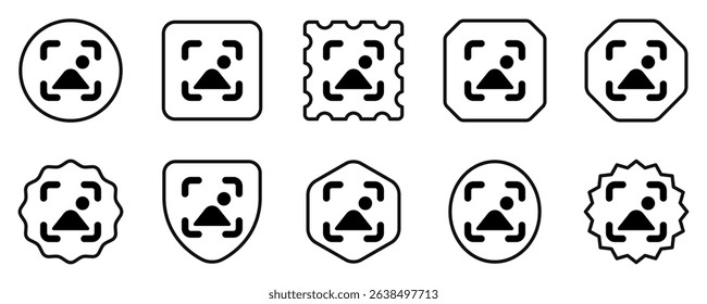 Editable vector screenshot, scan image icon. Black, line style, transparent white background. Part of a big icon set family. Perfect for web and app interfaces, presentations, infographics, etc