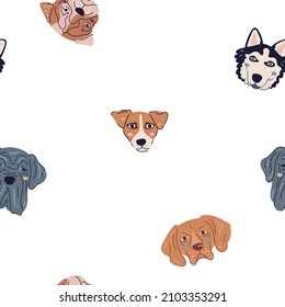 Editable vector seamless pattern with cute french bulldog illustration for printing on the fabric for creating kids fashion looks and textile