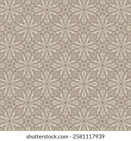 Editable vector seamless pattern featuring pastel brown floral elements, vintage batik style, perfect for wall decals, sofa prints, and decorative fabric designs.