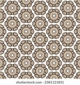 Editable vector seamless pattern of soft brown pastel flowers, vintage batik style, perfect for wall decals, sofa designs, and printed textiles.