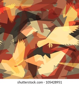 Editable vector seamless tile of abstract flying birds