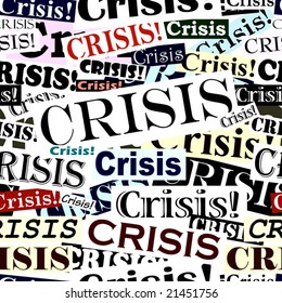 Editable vector seamless tile of crisis headlines