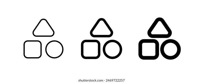 Editable vector shapes category icon. Black, line style, transparent white background. Part of a big icon set family. Perfect for web and app interfaces, presentations, infographics, etc