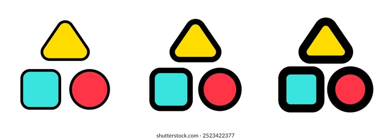 Editable vector shapes category icon. Black, line style, transparent white background. Part of a big icon set family. Perfect for web and app interfaces, presentations, infographics, etc