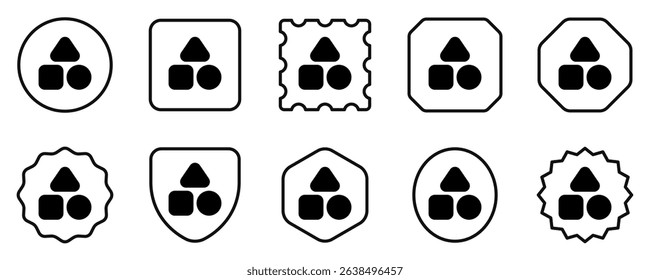 Editable vector shapes category icon. Black, line style, transparent white background. Part of a big icon set family. Perfect for web and app interfaces, presentations, infographics, etc