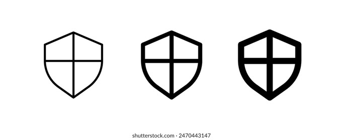 Editable vector shield protection icon. Black, line style, transparent white background. Part of a big icon set family. Perfect for web and app interfaces, presentations, infographics, etc