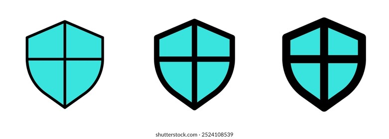 Editable vector shield protection icon. Black, line style, transparent white background. Part of a big icon set family. Perfect for web and app interfaces, presentations, infographics, etc