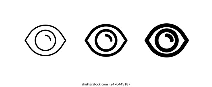 Editable vector show password eye visibility icon. Black, line style, transparent white background. Part of a big icon set family. Perfect for web and app interfaces, presentations, infographics, etc