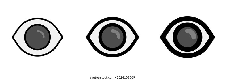 Editable vector show password eye visibility icon. Black, line style, transparent white background. Part of a big icon set family. Perfect for web and app interfaces, presentations, infographics, etc