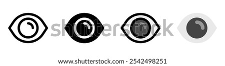 Editable vector show password eye visibility icon. Black, line style, transparent white background. Part of a big icon set family. Perfect for web and app interfaces, presentations, infographics, etc