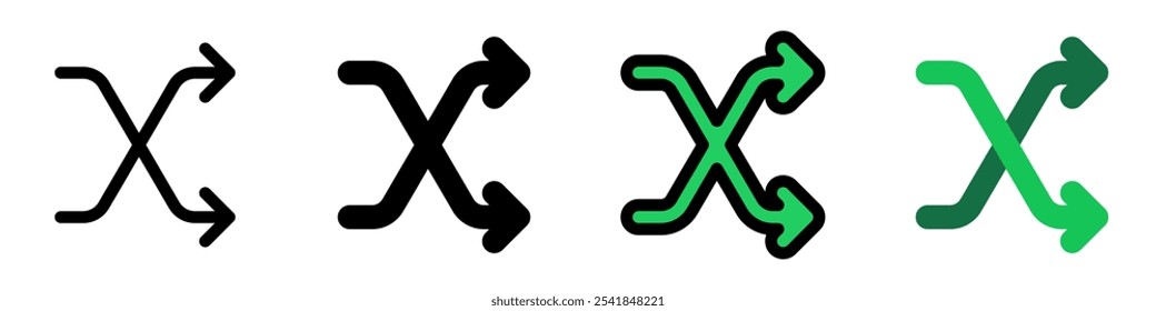 Editable vector shuffle random icon. Black, transparent white background. Part of a big icon set family. Perfect for web and app interfaces, presentations, infographics, etc