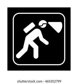 Editable vector silhouette sequence of a man free mountaineering at night without using safety ropes. Rock climbing icon. Flat vector illustration isolated on black background.