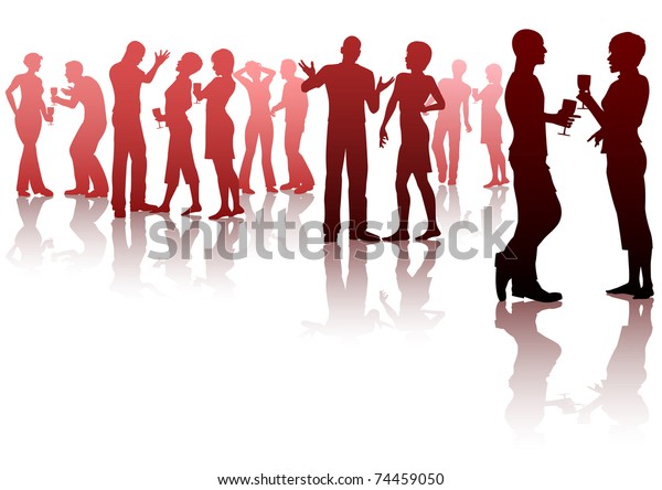 Editable Vector Silhouettes People Socializing Party Stock Vector ...