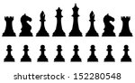 Editable vector silhouettes of a set of standard chess pieces