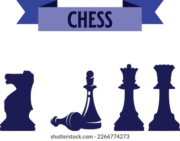 Editable vector silhouettes of a set of standard chess pieces