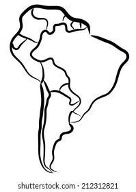 Mapa editable de boceto vectorial en Sudamérica